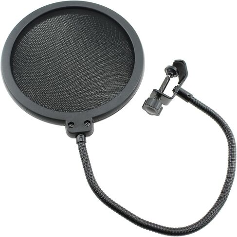 RLECS Professional Microphone Windshield Anti Vibration Filter Dual Layer Windshield with 360 Degree Gooseneck Clamp Stabilising Arm Suitable for Recording Studios Multimedia Production Entertainment in Kuwait