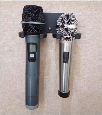 heyous Black Dual Microphone Hook Microphone Clip 120x55mm Metal Hanger Hotel Home KTV Entertainment Room Supplies in Kuwait