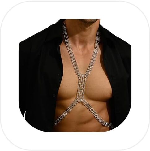 Full Rhinestone Harness Bra Body Chain for Men & Women - Sexy Bikini Crystal Bra Lingerie Festival Rave Waist Chain Body Accessories Jewelry in Saudi Arabia