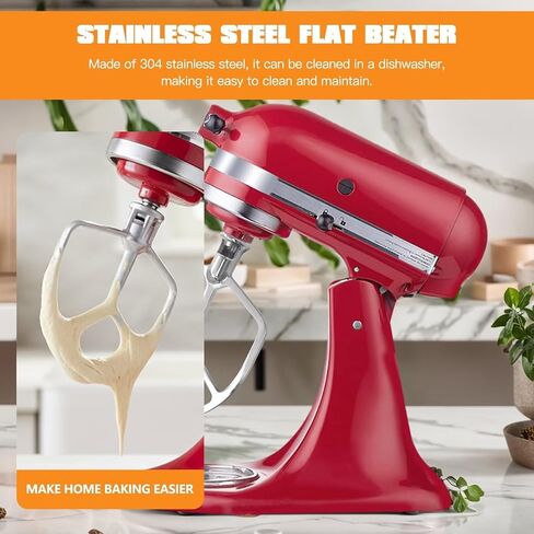 Upgraded Flat Beater Attachment for 5-6 Qt Mixers for KitchenAid, Compatible for KV25G and KSM500 Series, Premium Stainless Steel in Saudi Arabia
