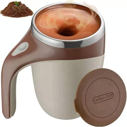 Tnfeeon Self Stirring Mug Automatic Magnetic Mixing Coffee Cup 13 Fl Oz Battery Operated for Busy Professionals Effortlessly Mixes Coffee Hot Chocolate with One Button Press Lightweight (White) in Saudi Arabia