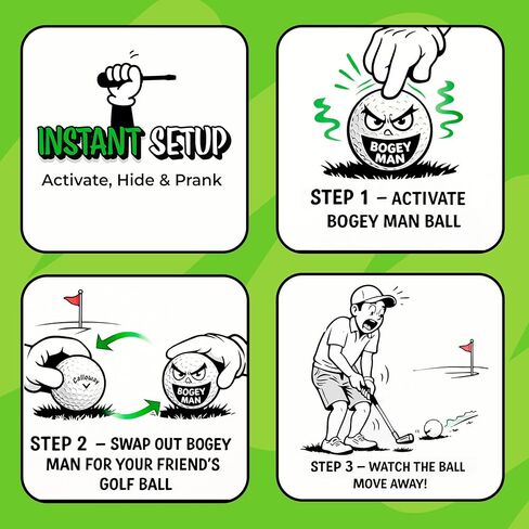 كرة جولف ممتعة من Bogey Man Moving Prank - كرة خدعة واقعية ومتأخرة ومربكة ذاتية التدحرج - هدايا كذبة أبريل الأصلية ومقالب جولف غير ضارة للأصدقاء ولاعبي الغولف in Kuwait