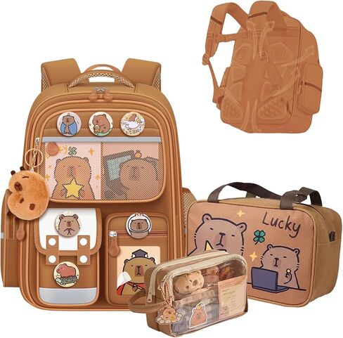 Capybara Backpack Mochila Capybara Cute Kawaii Kapibara Daypack Funny Going Out Cartoon Laptop Travel Casual Bag(Khaki,Medium) in Kuwait