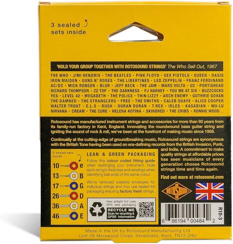Rotosound R10-3 (Roto Yellows) Electric Guitar Strings 3 Pack in Saudi Arabia