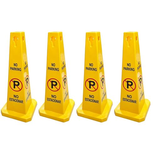 4Pack Four-Sided Floor Safety Cone, Caution Wet Floor Sign Cones, High Visibility Yellow, 26 inches Heigh in Kuwait