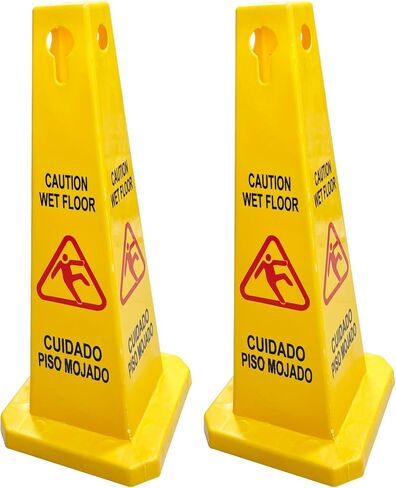 Pack of 2 Floor Safety Cone, Caution Wet Floor Sign Cones, 4 Sided Sign Cones, Yellow in Saudi Arabia