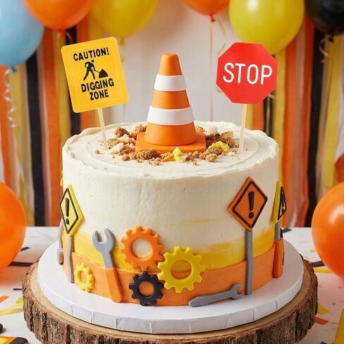 Roadblock Cone Sign Model 32pcs Mini Plastic Traffic Cones and 32Pcs Mini Traffic Signs Cupcake Toppers Safety Cones Cupcake Picks Orange Food Picks Road Sign Cake Decoration for Birthday Party in Saudi Arabia