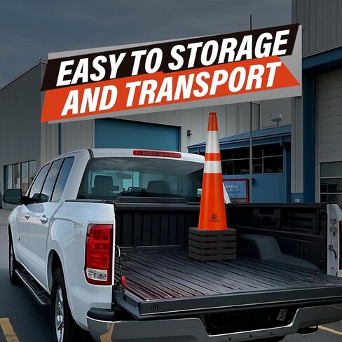 RoadHero 5 Pack 36 Inch Large Traffic Cones with Heavy Black Base, Orange Safety Cone with Reflective Collar for Parking Lot, Construction Work, Road Safety in Kuwait