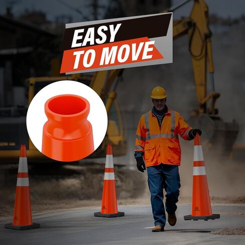 RoadHero 5 Pack 36 Inch Large Traffic Cones with Heavy Black Base, Orange Safety Cone with Reflective Collar for Parking Lot, Construction Work, Road Safety in Kuwait