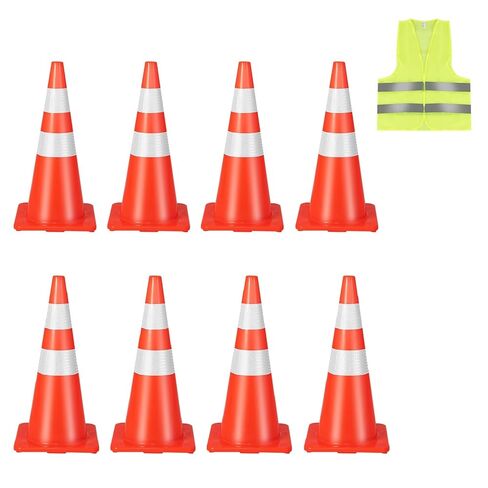 Goplus 6 Pack PVC Traffic Cones, 28 Inch Traffic Road Parking Cones w/Reflective Collar & Weighted Base, Orange Robust Traffic Cones for Parking Lot, Traffic Control in Saudi Arabia
