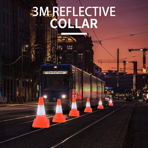 8 عبوات من مخاريط السلامة المرورية PVC المخروطية للطرق مقاس 18 بوصة للاستخدام في مواقف السيارات على الطرق المنزلية مع ياقة عاكسة in Kuwait