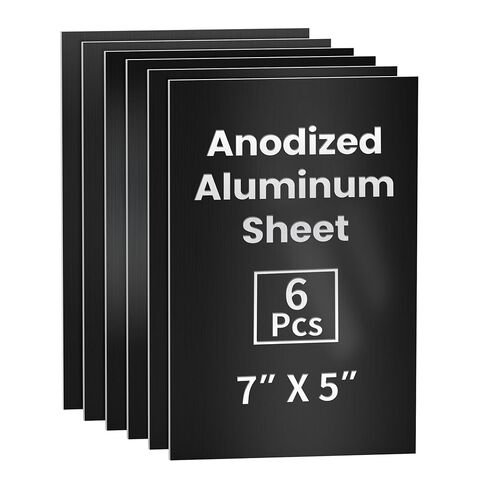 مجموعة صفائح ألومنيوم مؤكسدة من GCGOODS 6 قطع مقاس 7 × 5 بوصة، فراغات معدنية للنقش بالليزر، لوحات نقش للحرف اليدوية، الديكور، DIY، ألوان سوداء in Kuwait
