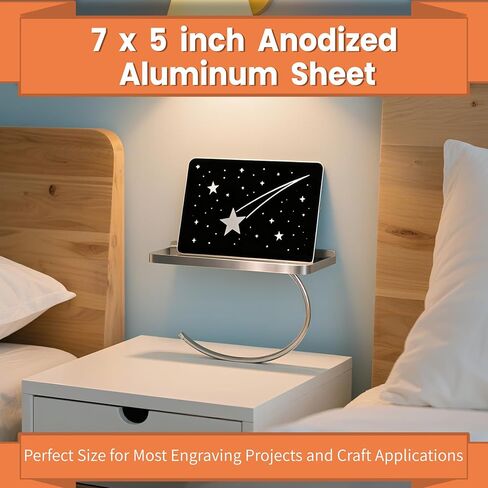 مجموعة صفائح ألومنيوم مؤكسدة من GCGOODS 6 قطع مقاس 7 × 5 بوصة، فراغات معدنية للنقش بالليزر، لوحات نقش للحرف اليدوية، الديكور، DIY، ألوان سوداء in Kuwait