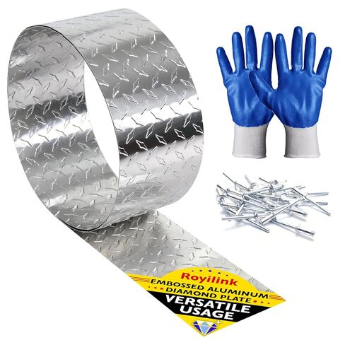 لوح معدني من الألومنيوم المنقوش بالألماس - فضي، لفة مقاس 2 × 8 قدم - مثالية لواقي حجر المقطورة، ولوحة الحائط RV والمشروعات التي تصنعها بنفسك in Kuwait