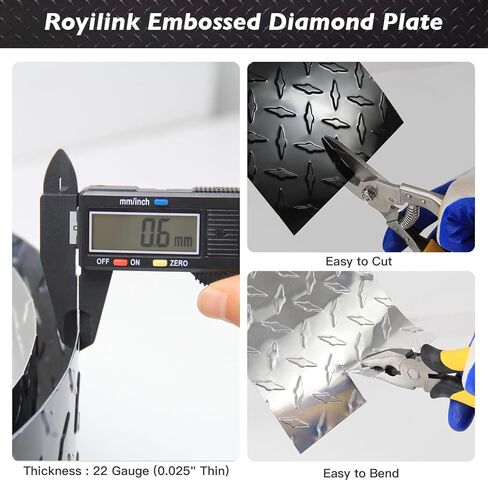 لوح معدني من الألومنيوم المنقوش بالألماس - فضي، لفة مقاس 2 × 8 قدم - مثالية لواقي حجر المقطورة، ولوحة الحائط RV والمشروعات التي تصنعها بنفسك in Kuwait