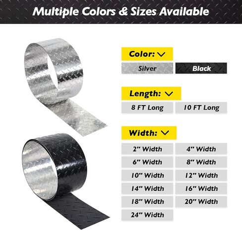 لوح معدني من الألومنيوم المنقوش بالألماس - فضي، لفة مقاس 2 × 8 قدم - مثالية لواقي حجر المقطورة، ولوحة الحائط RV والمشروعات التي تصنعها بنفسك in Kuwait