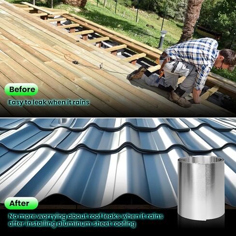 8" x 50' Aluminum Flashing Roll,0.2mm Thickness Aluminum Roof Panels,Metal Roofing Roll for Roof and Garden, Prevents Roofing Stains,Sealing Windows Doors,DIY Craft in Kuwait