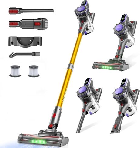 MONSGA Cordless Vacuum Cleaner, 45KPa 400W Stick Vacuum for Home, 50Mins Anti-Tangled Vacuum Cleaner with Charging Dock, Light-weighted Handheld Vacuum for Pet Hair/Carpet/Floor, LED Touch Display,MV3 in Saudi Arabia