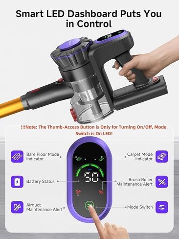 MONSGA Cordless Vacuum Cleaner, 45KPa 400W Stick Vacuum for Home, 50Mins Anti-Tangled Vacuum Cleaner with Charging Dock, Light-weighted Handheld Vacuum for Pet Hair/Carpet/Floor, LED Touch Display,MV3 in Saudi Arabia