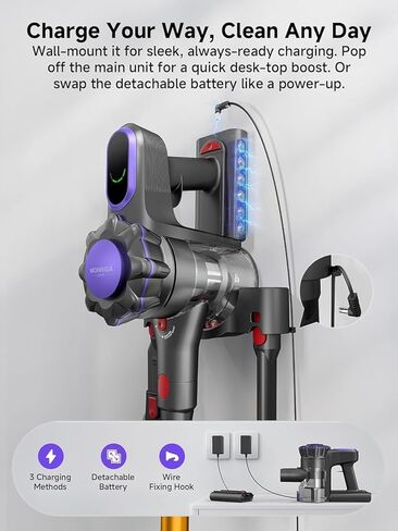 MONSGA Cordless Vacuum Cleaner, 45KPa 400W Stick Vacuum for Home, 50Mins Anti-Tangled Vacuum Cleaner with Charging Dock, Light-weighted Handheld Vacuum for Pet Hair/Carpet/Floor, LED Touch Display,MV3 in Saudi Arabia