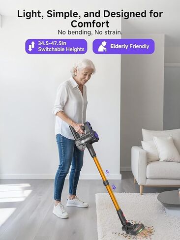 MONSGA Cordless Vacuum Cleaner, 45KPa 400W Stick Vacuum for Home, 50Mins Anti-Tangled Vacuum Cleaner with Charging Dock, Light-weighted Handheld Vacuum for Pet Hair/Carpet/Floor, LED Touch Display,MV3 in Saudi Arabia