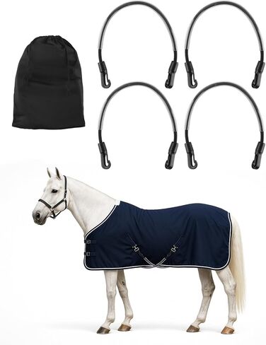 4 قطع من أحزمة ساق بطانية الحصان وحزام ذيل مرن قابل للتعديل، وحزام ذيل سجادة الحصان المطاطي مع مشابك مزدوجة الأطراف in Kuwait