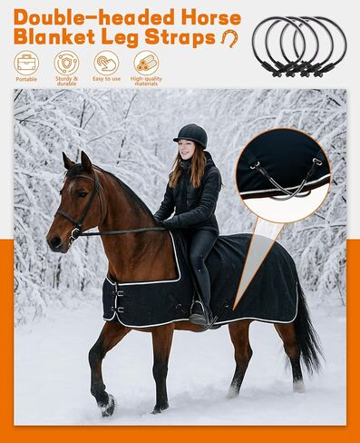 4 قطع من أحزمة ساق بطانية الحصان وحزام ذيل مرن قابل للتعديل، وحزام ذيل سجادة الحصان المطاطي مع مشابك مزدوجة الأطراف in Kuwait