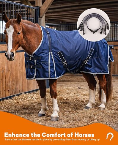 4 قطع من أحزمة ساق بطانية الحصان وحزام ذيل مرن قابل للتعديل، وحزام ذيل سجادة الحصان المطاطي مع مشابك مزدوجة الأطراف in Kuwait