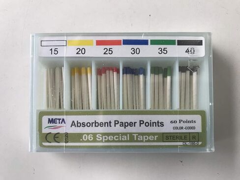 Meta Absorbent Paper Points - #15/40, Taper Size 0.06, Color Coded in Saudi Arabia