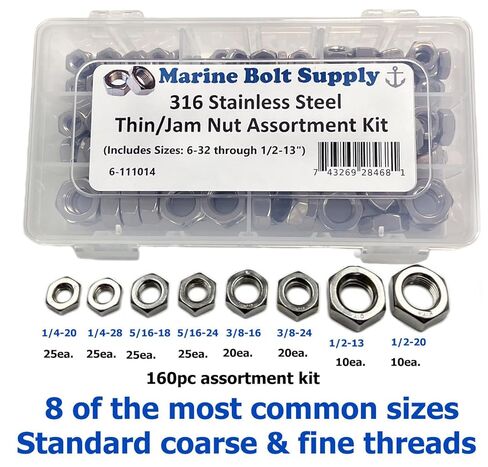 Type 316 Stainless Steel Thin, Jam Hex Nut Assortment Kit by Marine Bolt Supply in Saudi Arabia