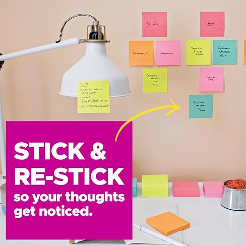Post-it Super Sticky Dispenser Pop-up Notes, 10 Sticky Note Pads, 3 x 3 in., 2X the Sticking Power, School Supplies and Oﬃce Products, Use with Post-it Note Dispensers, Supernova Neons Collection in Kuwait