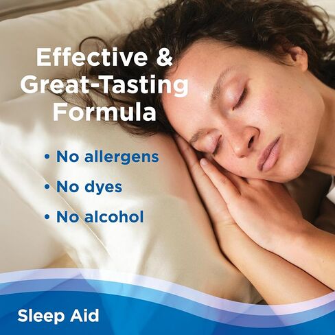قارورة المساعدة على النوم للبالغين من كالمكو - مساعدة النوم أثناء الليل مع ديفينهيدرامين حمض الهيدروكلوريك 25 مجم، مساعد نوم سائل غير معتاد للبالغين، تساعدك على النوم بسرعة من أجل نوم أفضل، نكهة التوت المختلطة، 18 قطعة in Kuwait