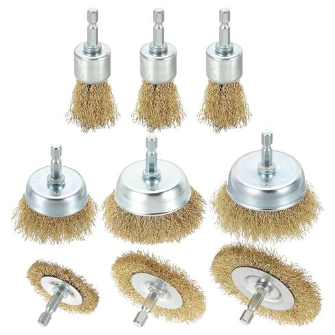 Wire Brush for Drill Kit, 24pcs Crimped Wire Wheels Cup Brush for Drill with 1/4in Shank, [for Light Rust Deburring Paint Removal] - 0.012in Copper Plated Carbon Steel Wire(1-3in) in Saudi Arabia