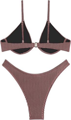 Women's Sexy Two Piece Undewrwire Thong Triangle Bikini Bathing Swimsuits in Kuwait