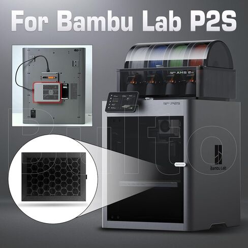 2Pcs HEPA 13 & Activated Carbon P2S Air Filter for Bambu Lab P2S External Exhaust Fan – 3D Printer P2S Filter Replacement, Dual-Layer Filtration for VOCs, UFP & Odor Control, Bamboo P2S Accessories in Kuwait