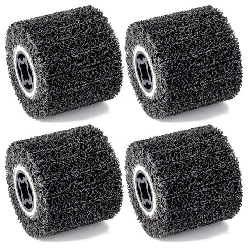 4Pcs Stripping Drum, 40 Grit Abrasive Drawing Wheel, 4.5" x 4" Surface Conditioning Tool Burnishing Wheel for for Metal Rust Paint and Coating Removal, Clean Descale, Welds Oxidation Removal in Kuwait