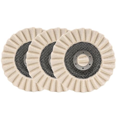 3 Pack 5 Inch Wool Felt Polishing Wheel Discs,Buffing Wheel Type 27 Flap Disc for Aluminum, Metal, Stainless Steel, Jewelry, Chrome，Angle Grinder Attachment in Saudi Arabia