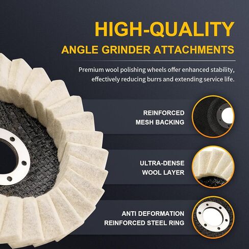 3 Pack 5 Inch Wool Felt Polishing Wheel Discs,Buffing Wheel Type 27 Flap Disc for Aluminum, Metal, Stainless Steel, Jewelry, Chrome，Angle Grinder Attachment in Saudi Arabia