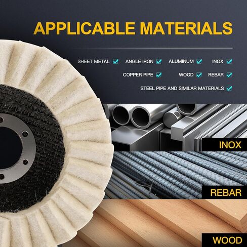 3 Pack 5 Inch Wool Felt Polishing Wheel Discs,Buffing Wheel Type 27 Flap Disc for Aluminum, Metal, Stainless Steel, Jewelry, Chrome，Angle Grinder Attachment in Saudi Arabia