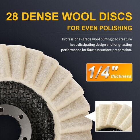 3 Pack 5 Inch Wool Felt Polishing Wheel Discs,Buffing Wheel Type 27 Flap Disc for Aluminum, Metal, Stainless Steel, Jewelry, Chrome，Angle Grinder Attachment in Saudi Arabia