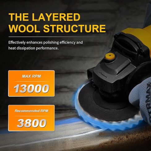 3 Pack 5 Inch Wool Felt Polishing Wheel Discs,Buffing Wheel Type 27 Flap Disc for Aluminum, Metal, Stainless Steel, Jewelry, Chrome，Angle Grinder Attachment in Saudi Arabia