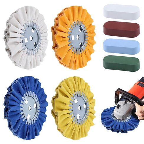 SPEEDWOX 8pcs Airway Buffing Wheel Kit in Diameter 5/8 in Arbor Hole Polishing Compound and Aluminum Metal Polishing Wheel 8" in Diameter 5/8" in Arbor Hole 16 Ply for Angle Grinder in Saudi Arabia