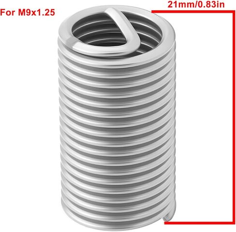 20 قطعة M9x1.25 ثلاثية الأبعاد الموضوع 304 الفولاذ المقاوم للصدأ اضافية طويلة Helicoil إدراج الموضوع إصلاح تمديد كم in Kuwait