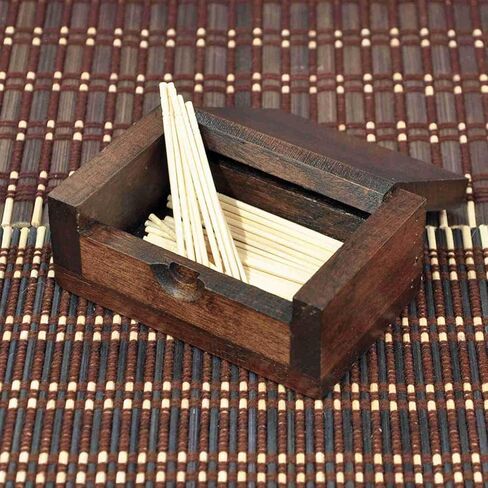 Wood Toothpick Holders, Mini Vintage Wooden Box Empty, Portable Decorative Box with Lid, 3.5×2.2 Inch for Coffee Table, Home, Hotel in Saudi Arabia