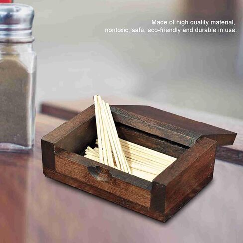 Wood Toothpick Holders, Mini Vintage Wooden Box Empty, Portable Decorative Box with Lid, 3.5×2.2 Inch for Coffee Table, Home, Hotel in Saudi Arabia