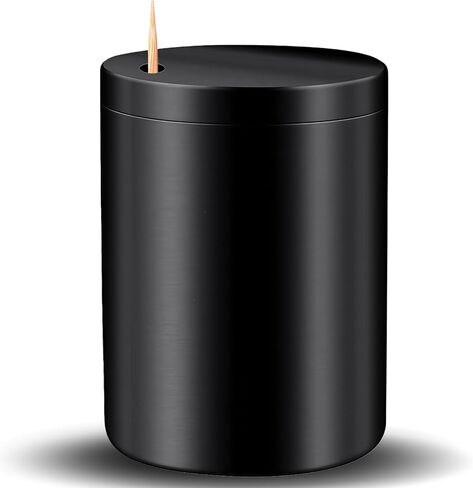Stainless Steel Toothpick Holder Dispenser - One-at-a-Time Hygienic Design, Holds 1000+ Picks, Dishwasher Safe & Fingerprint-Resistant Finish(With 540 Pieces Bamboo Round Toothpicks) -Black in Kuwait