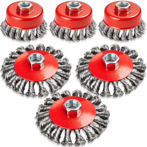 DIYSELF 12 Pack Wire Wheel for Angle Grinder, 3-Inch & 4-Inch Wire Brush for 4 1/2 Angle Grinder, Fit for 5/8 Inch Threaded Arbor, Angle Grinder Attachments for Rust Removal & Metal Surface Prep in Kuwait