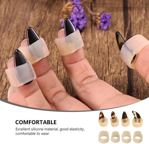 minkissy Silicone Guzheng Nail Protectors Adjustable Medium Size 8pcs Right Hand Skin Color Extra 4 Nail Covers for Guzheng Playing and Practice in Kuwait
