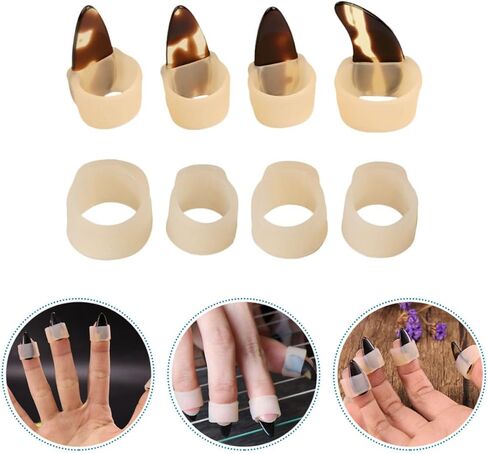 minkissy Silicone Guzheng Nail Protectors Adjustable Medium Size 8pcs Right Hand Skin Color Extra 4 Nail Covers for Guzheng Playing and Practice in Kuwait