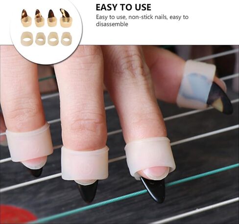 minkissy Silicone Guzheng Nail Protectors Adjustable Medium Size 8pcs Right Hand Skin Color Extra 4 Nail Covers for Guzheng Playing and Practice in Kuwait